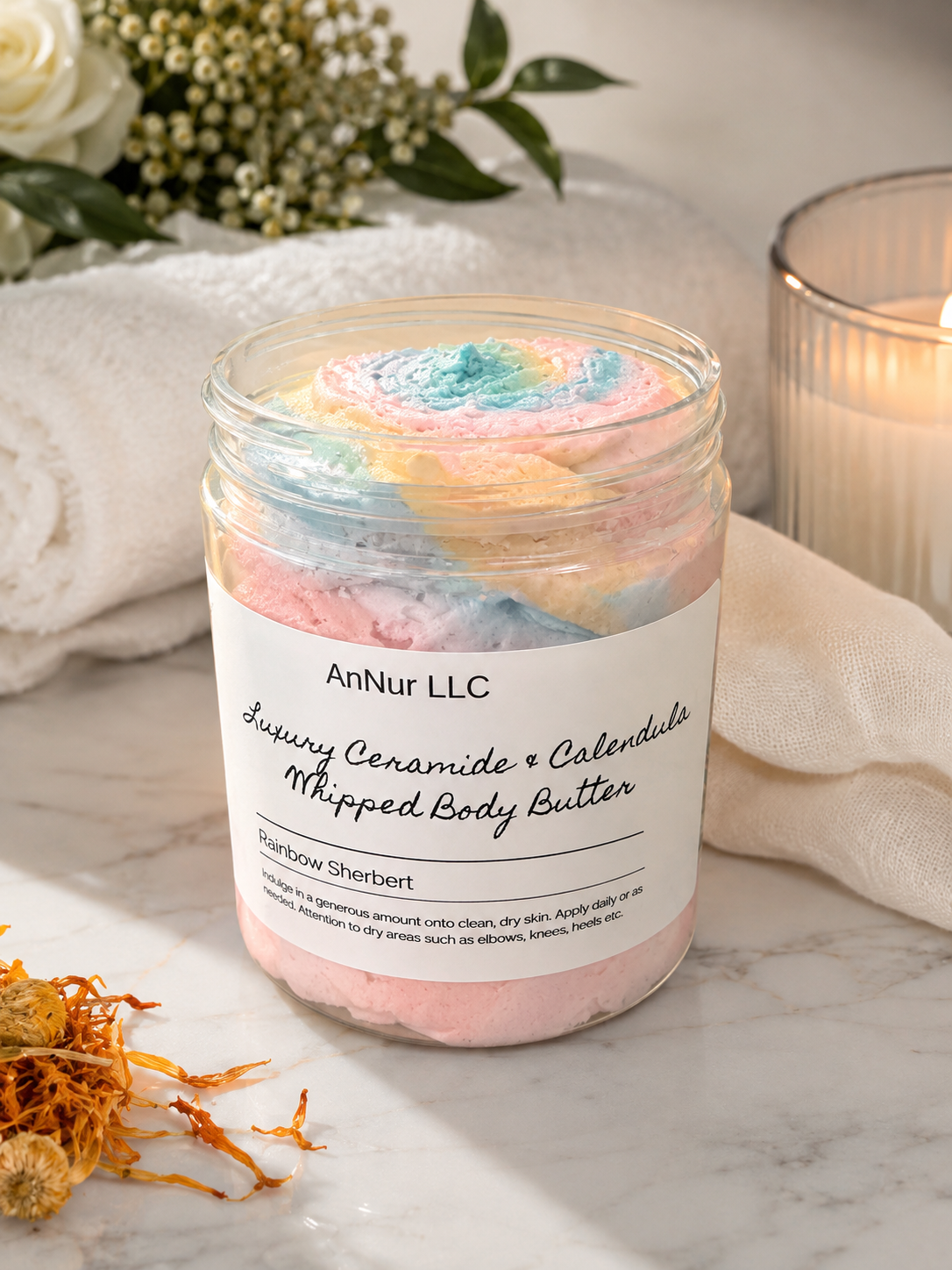 Luxury Ceramide & Calendula Whipped Body Butter (Rainbow Sherbert)