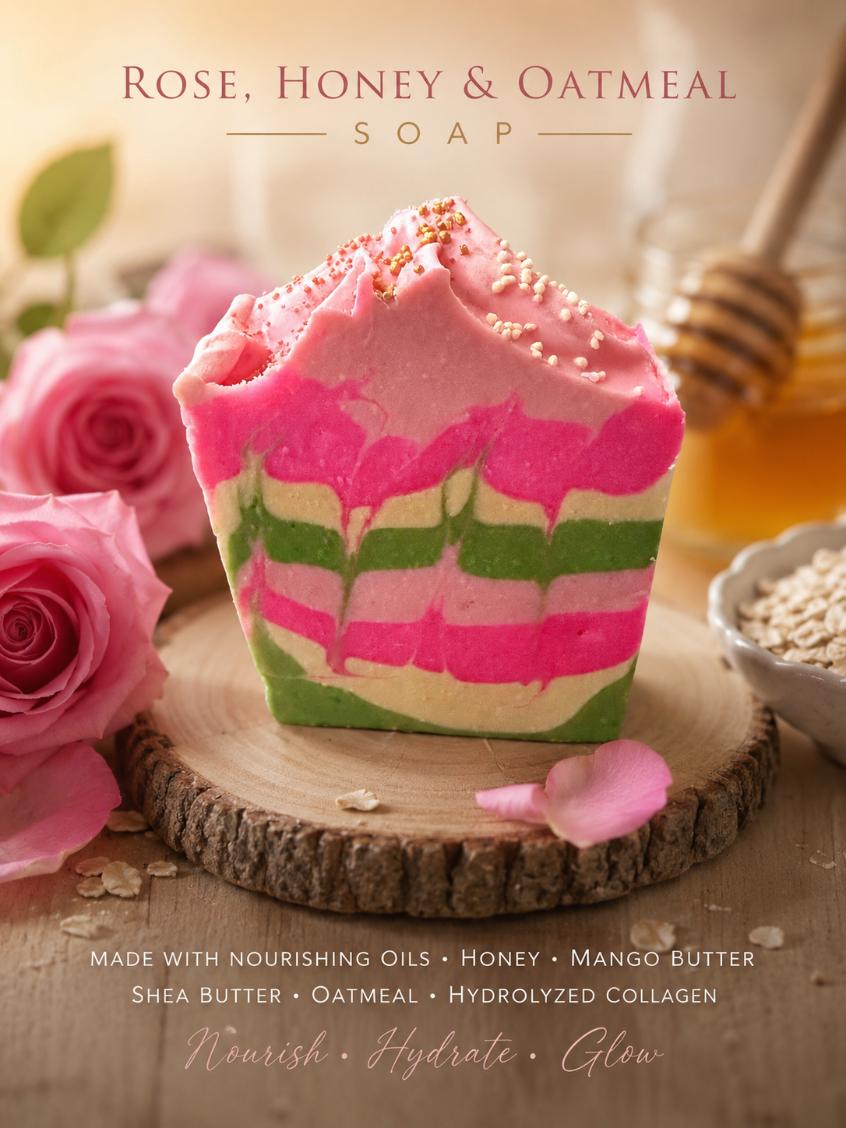 Rose, Honey & Oats Cold Process Soap